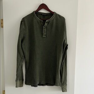 Men's Green Waffle Henley Shirt